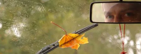 Blaadje op autoruit en regen – Bedrijfsautoverzekering – Zakelijk