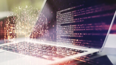 Creative,Code,Skull,Hologram,On,Modern,Computer,Background,,Cybercrime,And